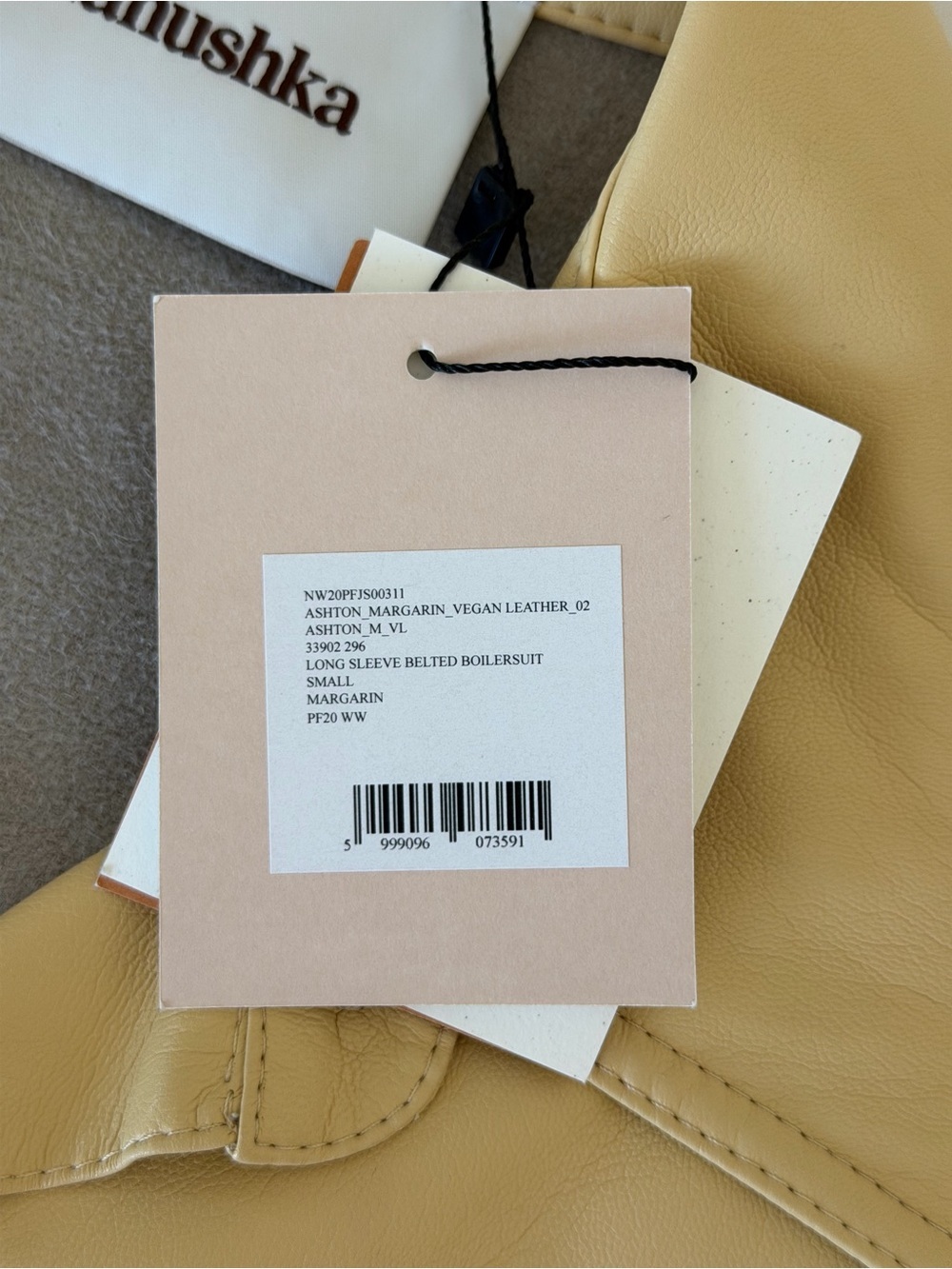 Nanushka Ashton vegan leather jumpsuit in butter yellow, size S, NWT - Picture 8 of 10